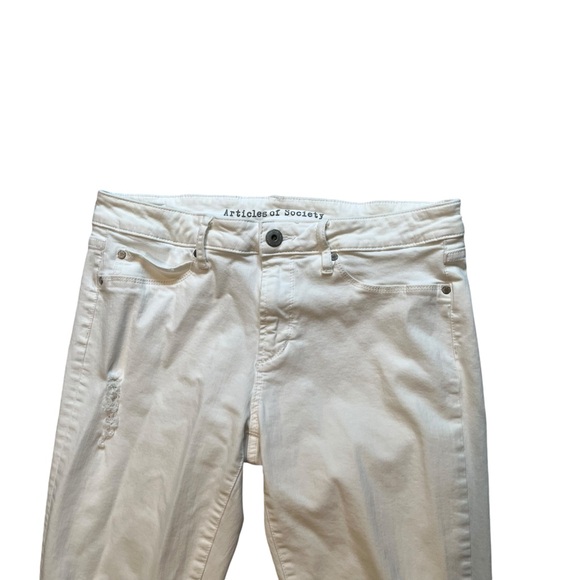 Articles of Society Carly Skinny Crop Distressed Jeans in Worn White, Sz 30 - Picture 8 of 16